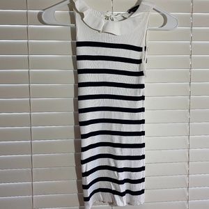 Black and White Striped Ruffle Tie Back